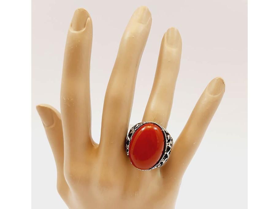 انگشتر نقره‌ ای نگین‌ دار قرمز|بدلیجات|یاسوج, |دیوار