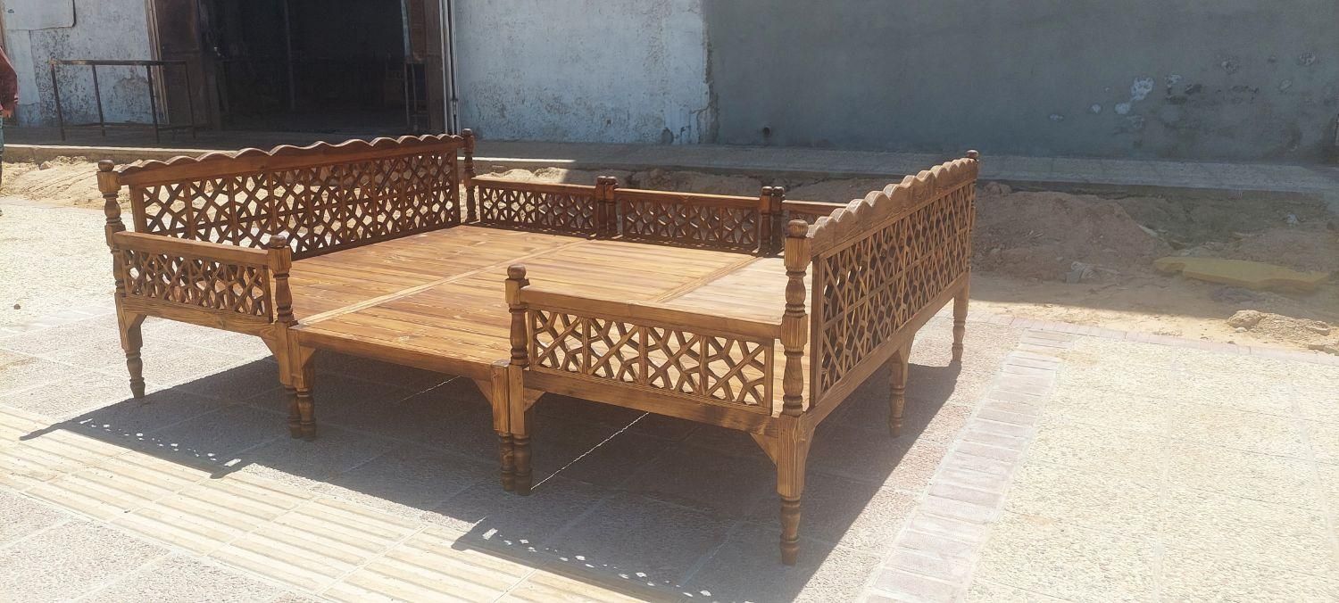 تخت چوبی سنتی گره چینی|مبلمان خانگی و میز عسلی|شیراز, شهرک گلها|دیوار