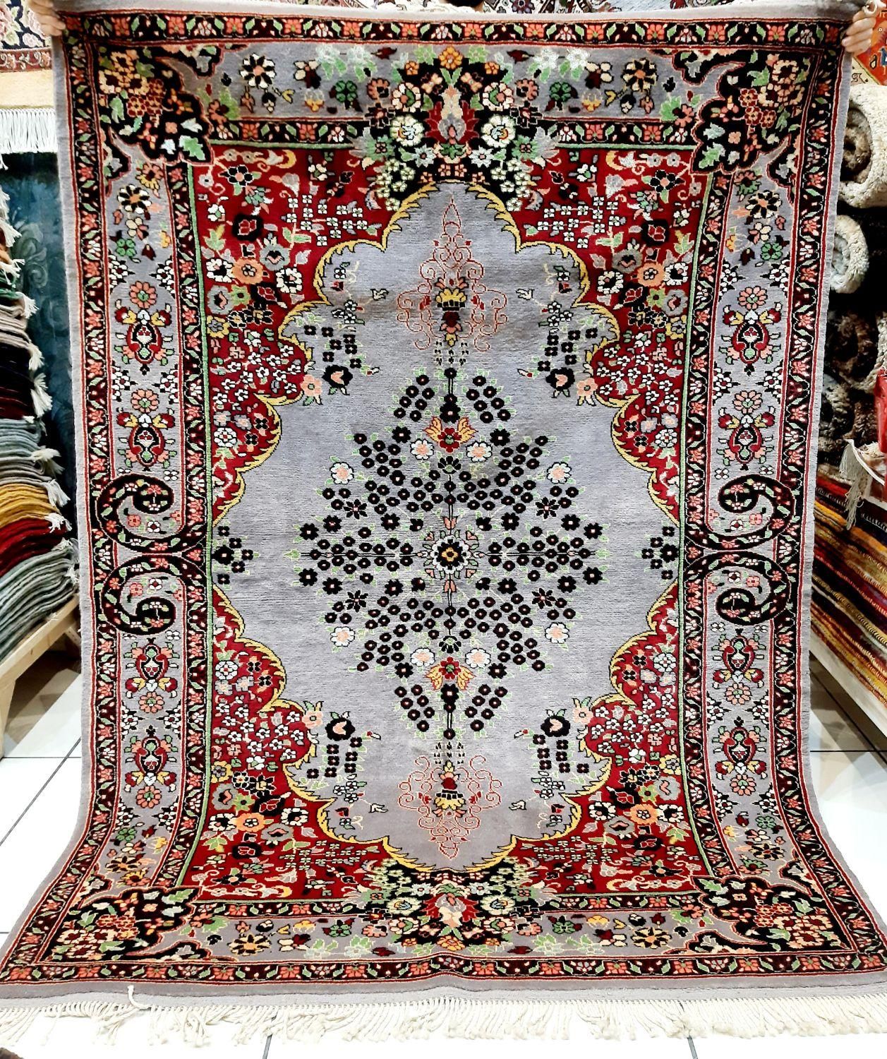 سه متری عشایری قشقایی طوسی ترنج دار گل ابریشم فرش|فرش|تهران, حر|دیوار