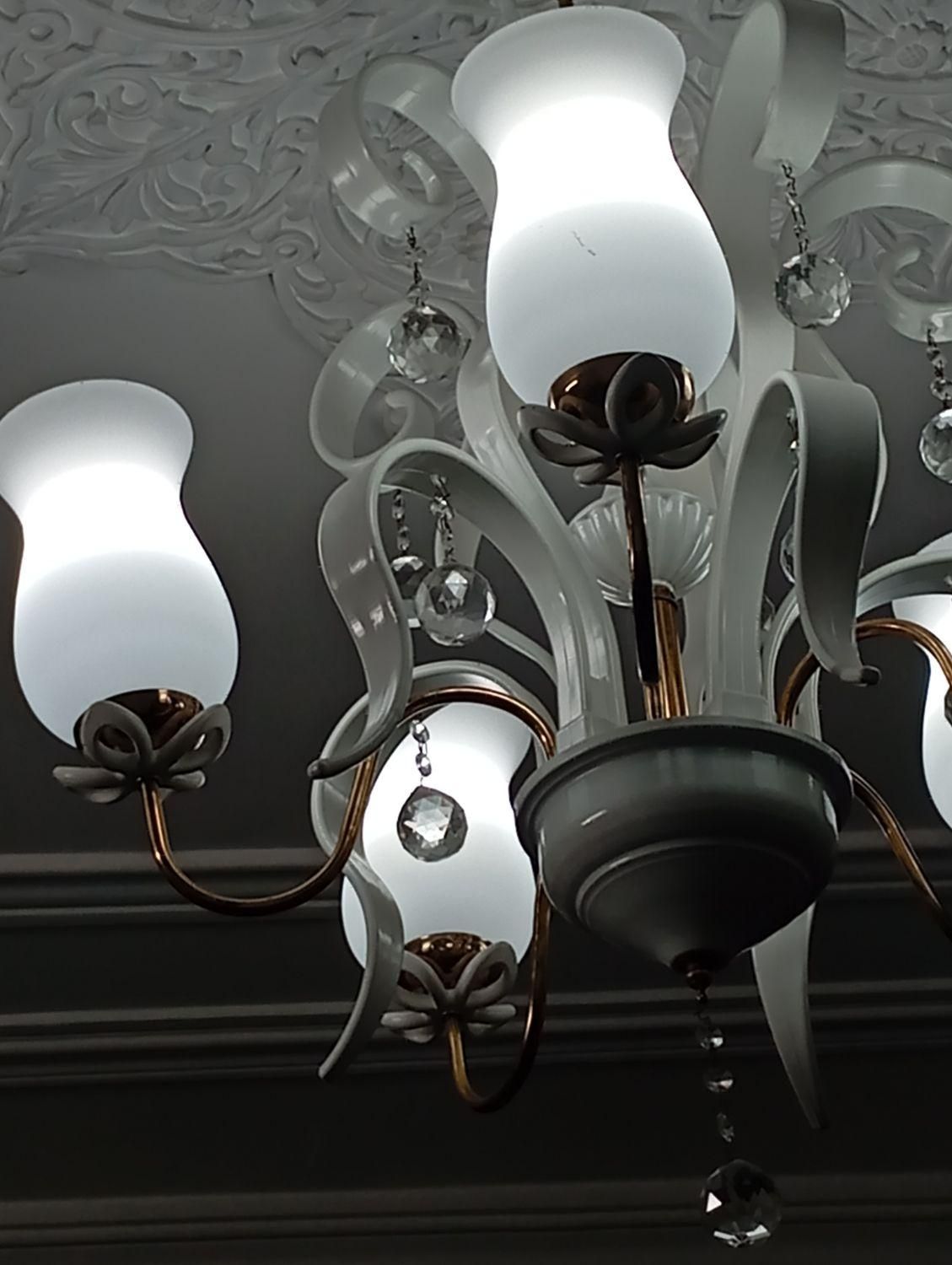 لوستر ۵ شاخه جنس فایبرگلس|لوستر و چراغ آویز|اسلامشهر, شهرک قائمیه|دیوار