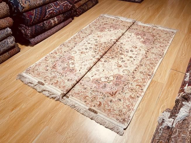 جفت قالیچه ۵۰ رج چله ابریشم مارکدار تبریز|فرش|تهران, سلسبیل جنوبی|دیوار