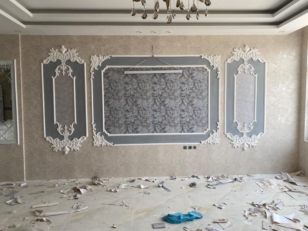 کاغذ دیواری تی وی وال قاب بندی دکور کفپوش|خدمات پیشه و مهارت|بجنورد, |دیوار