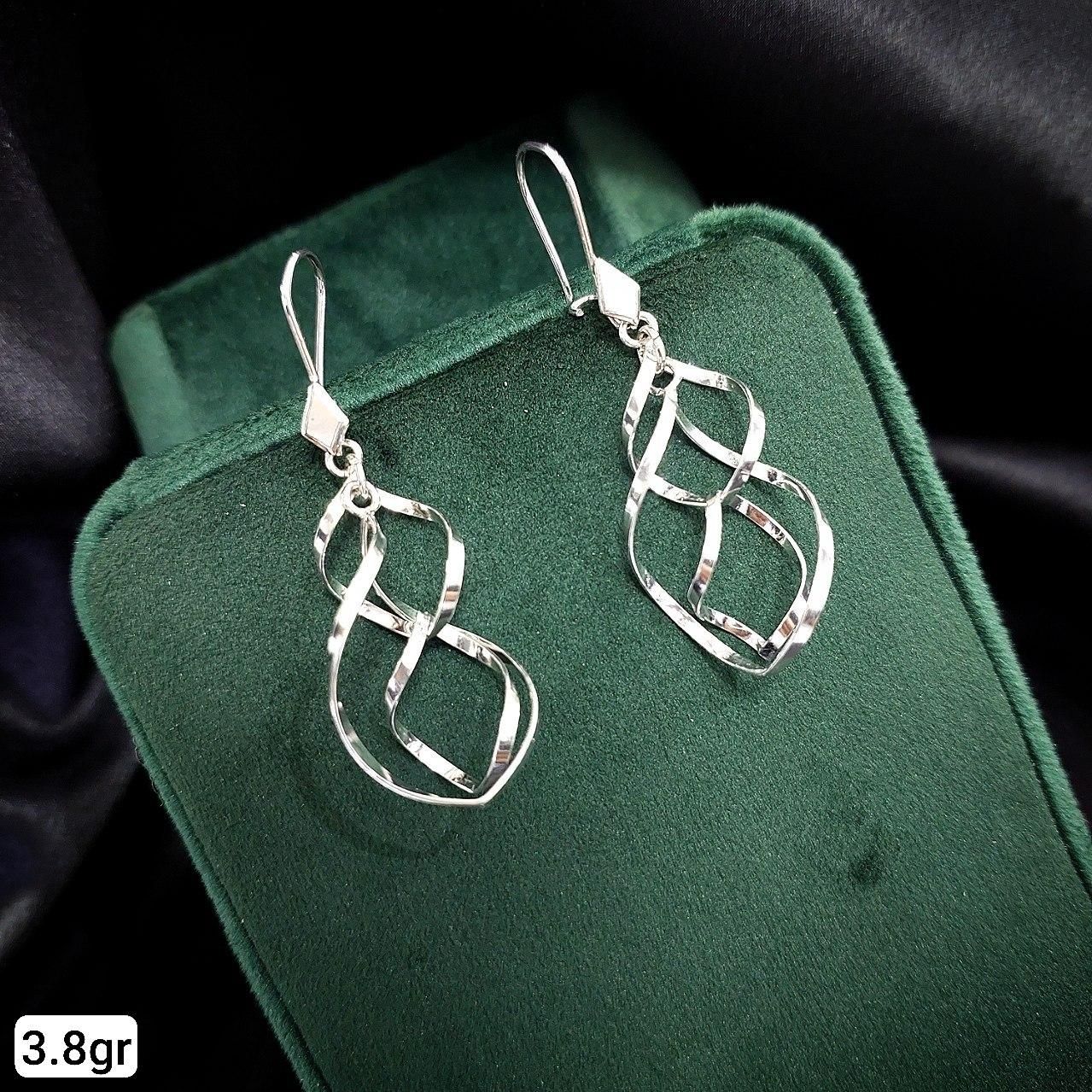 گوشواره تراش نقره آب طلا سفید جواهراتی پیچی2107%|بدلیجات|تبریز, |دیوار