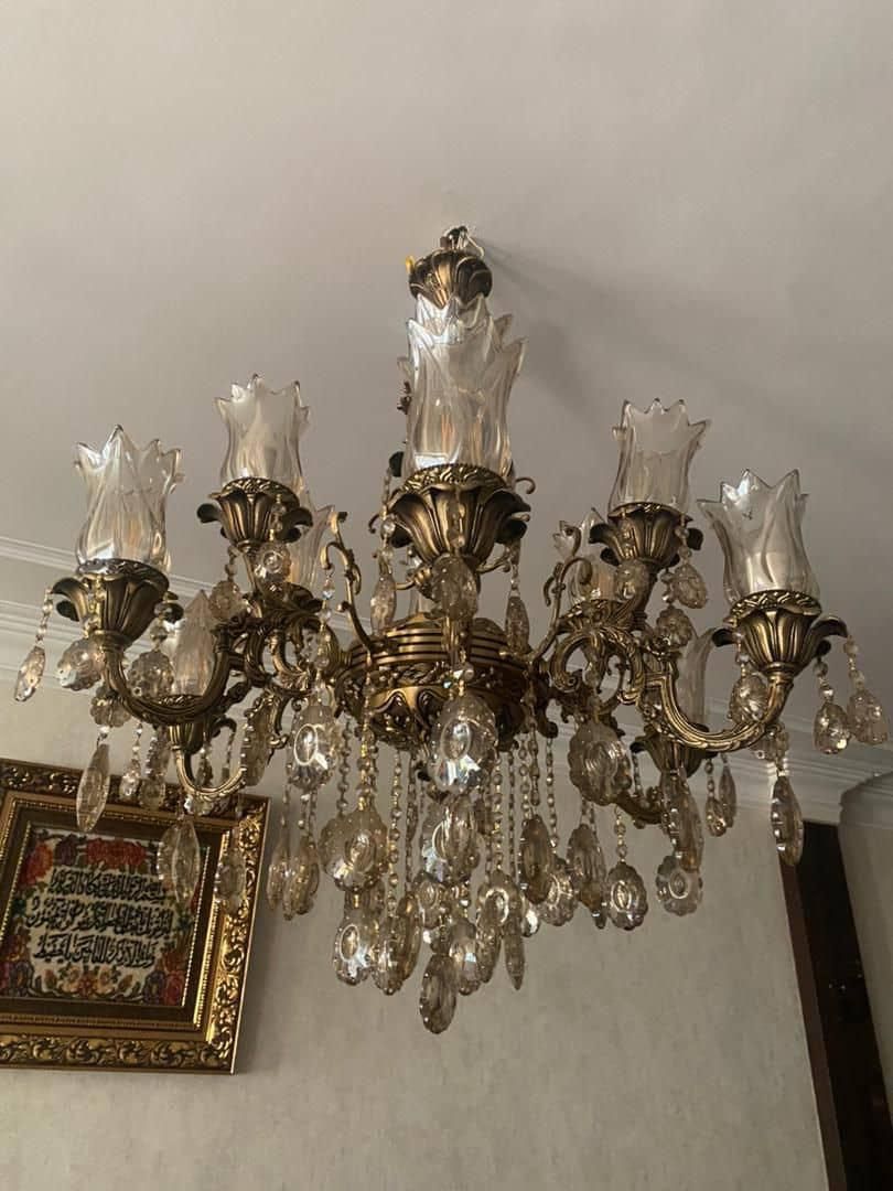 لوستر ده شاخه برنج اصل با دیوارکوب دو شاخه|لوستر و چراغ آویز|تهران, نیروی هوایی (پیروزی)|دیوار