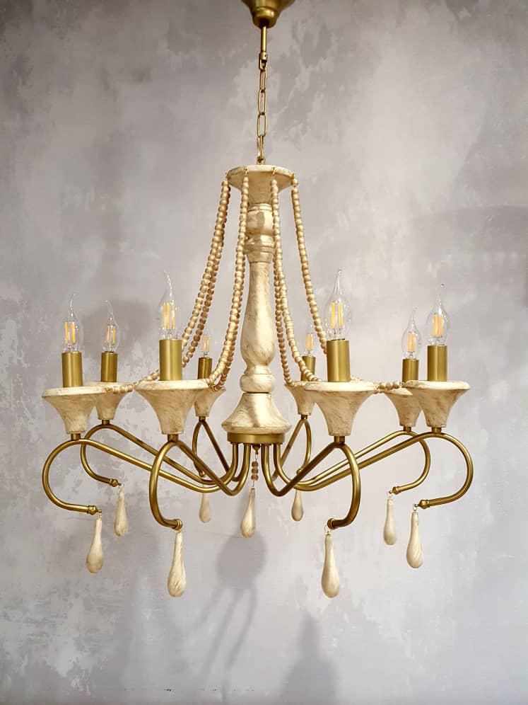 لوستر رستیک 8 شاخه رنگ پتینه|لوستر و چراغ آویز|مشهد, شهرک رازی (شهرک غرب)|دیوار