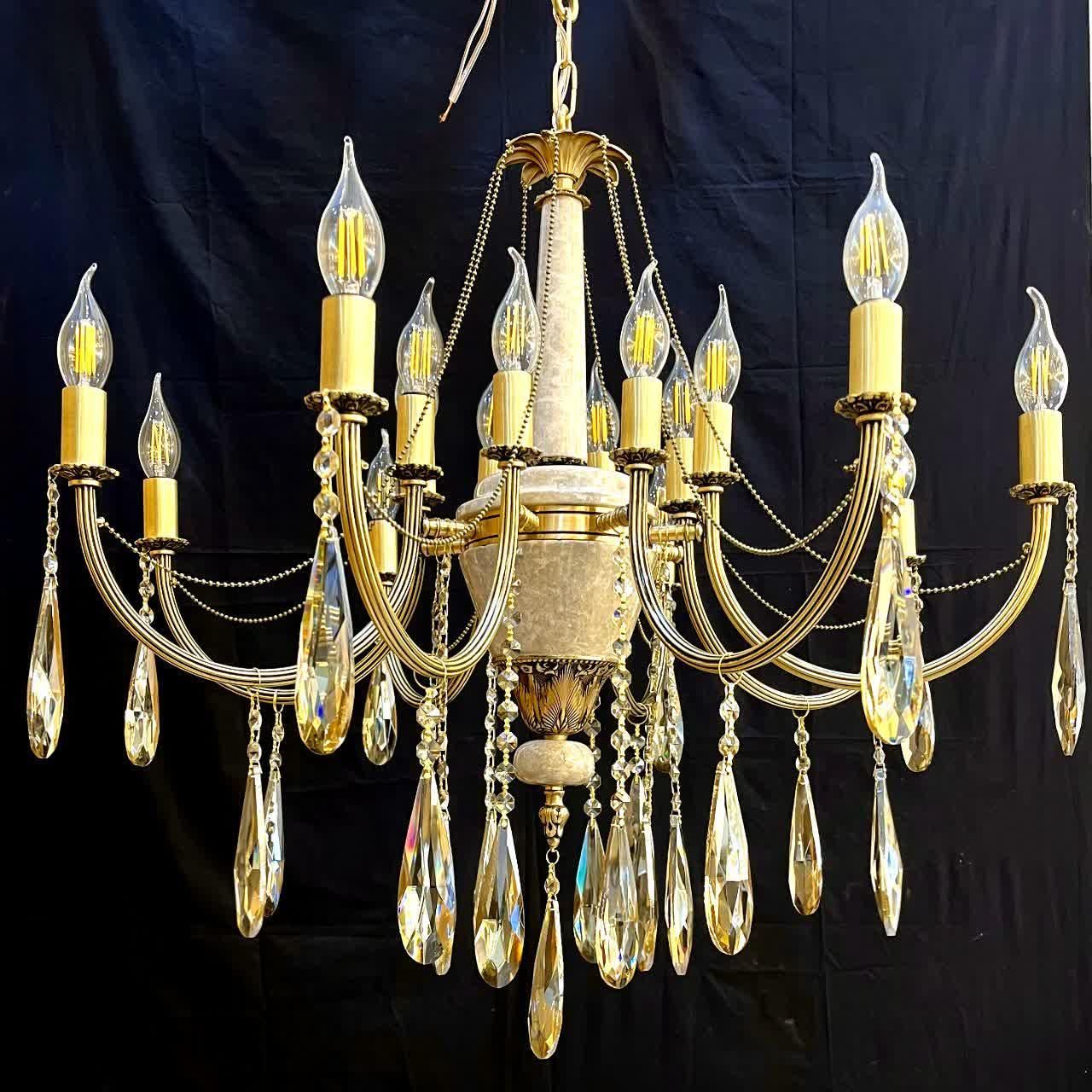 لوستر رویال.سنگی و برنجی8+8روشنایی. AS light 11|لوستر و چراغ آویز|تهران, نعمت‌آباد|دیوار