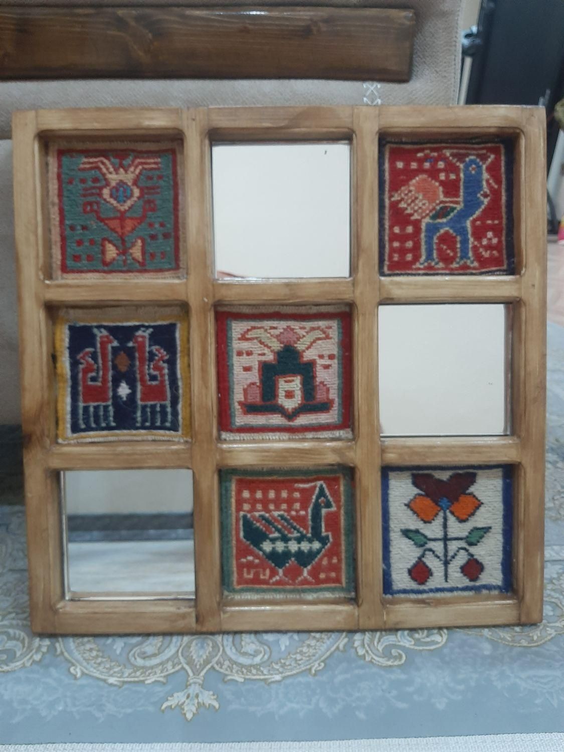 قاب آینه گلیم فرش ورنی|تابلو، نقاشی، عکس|شاهین‌شهر, طالقانی|دیوار