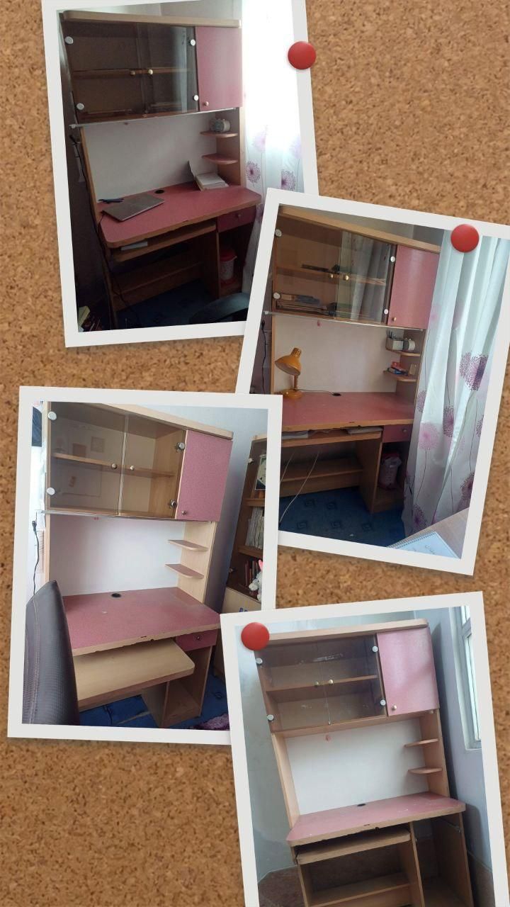 میز تحریر  و کتابخانه  صورتی دخترانه|میز تحریر و کامپیوتر|اصفهان, بوستان آینه خانه|دیوار
