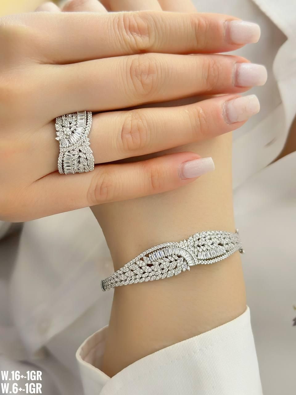 ست دستبند و انگشتر نقره امرالدکات فلاور emeralنقره|بدلیجات|تبریز, |دیوار