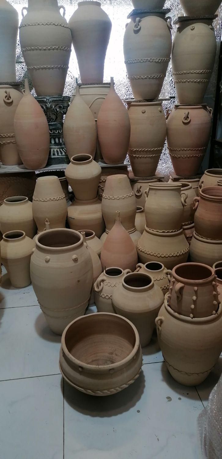 کوزه خمره گلدان سفالی خام و پتینه کاری جدید کد 1|صنایع دستی و سایر لوازم تزئینی|تهران, هوانیروز|دیوار