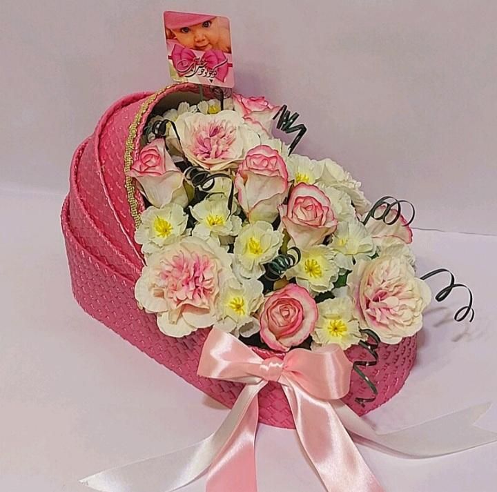باکس گل مصنوعی گهواره ای نوزاد|گل مصنوعی|قم, باجک یک|دیوار