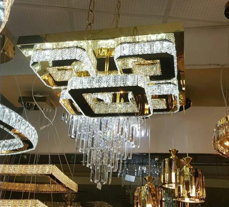 لوستر سقفی جدید کریستالی مربع|لوستر و چراغ آویز|اصفهان, باغ زرشک|دیوار