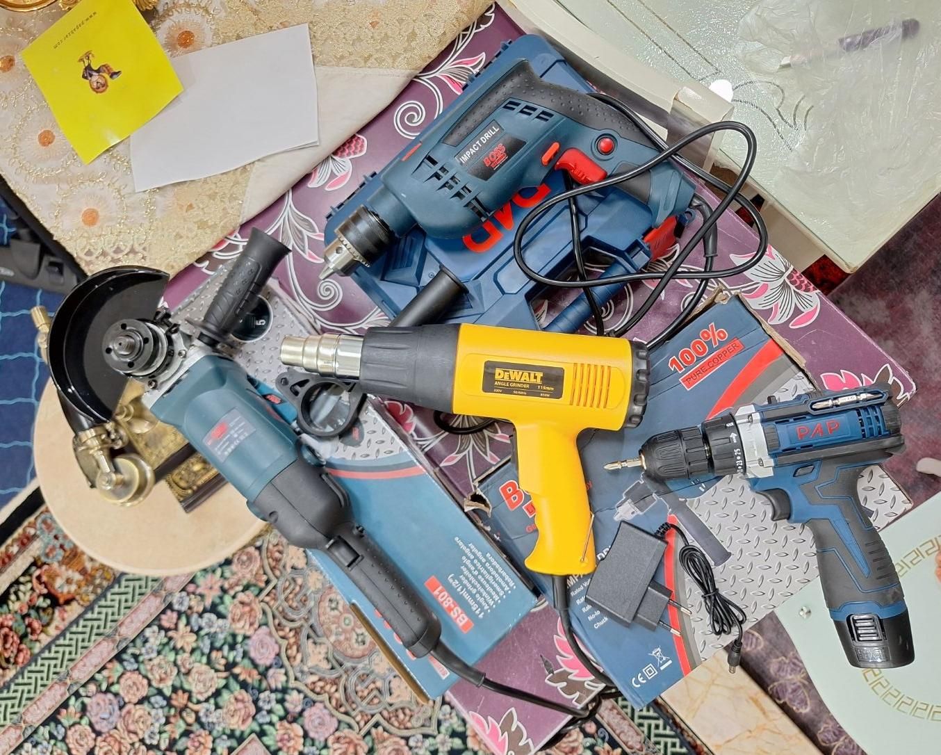 سشوار صنعتیDEWALT فرز دریل ۱۳۰۰وات دلر ۴قلم|ماشین‌آلات صنعتی|مشهد, مهدی آباد|دیوار