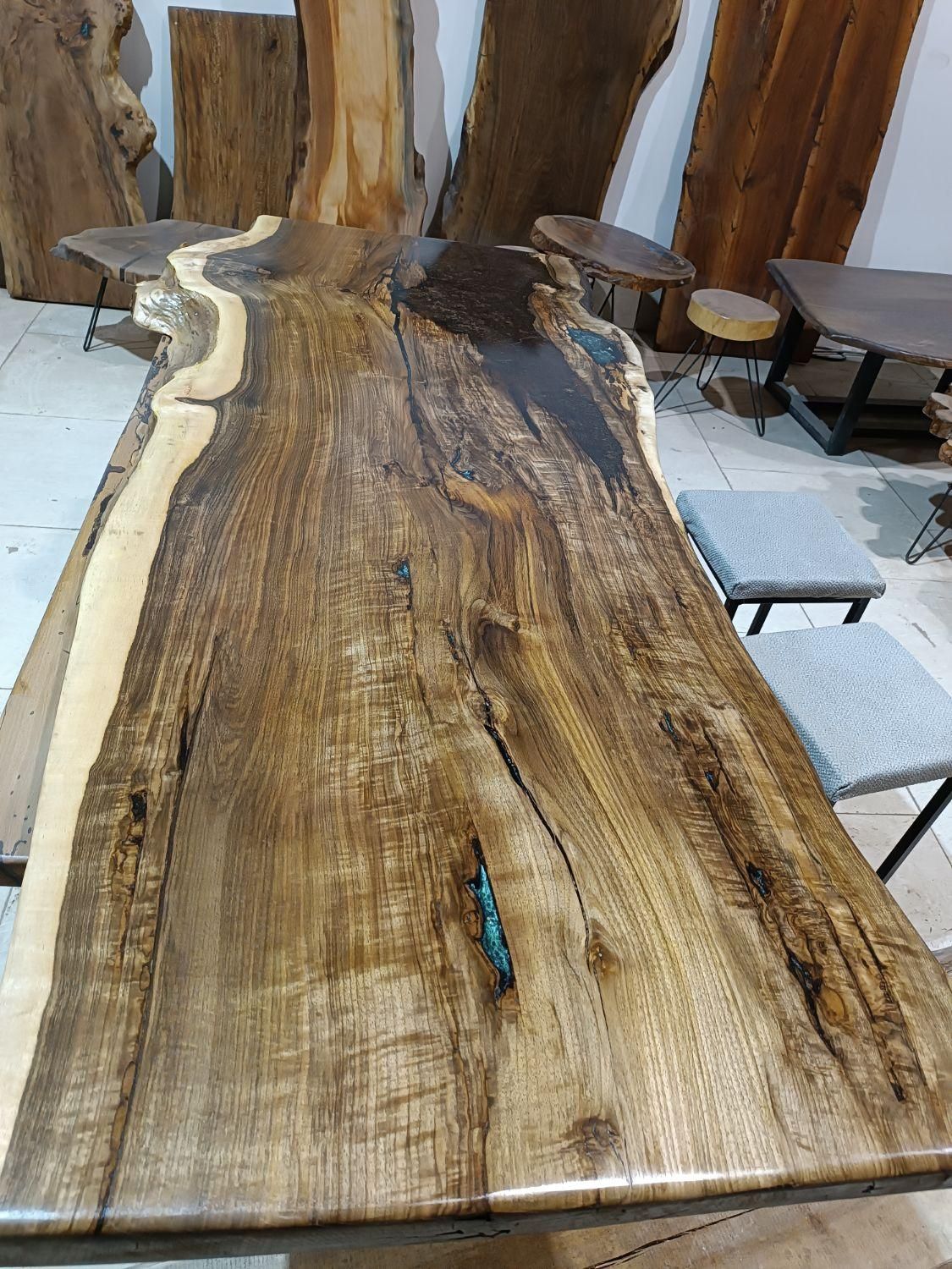 میز غذاخوری 8 نفره روستیک گردو یک تیکه|میز و صندلی غذاخوری|شاندیز, |دیوار