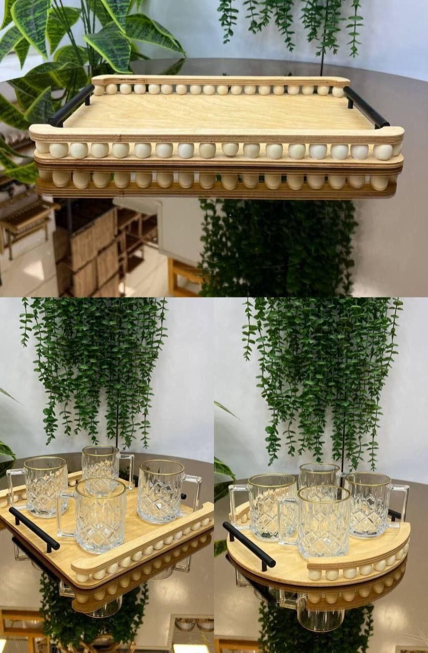 سینی مستطیل مهره دار دسته فلزی|ظروف سرو و پذیرایی|زاهدان, |دیوار