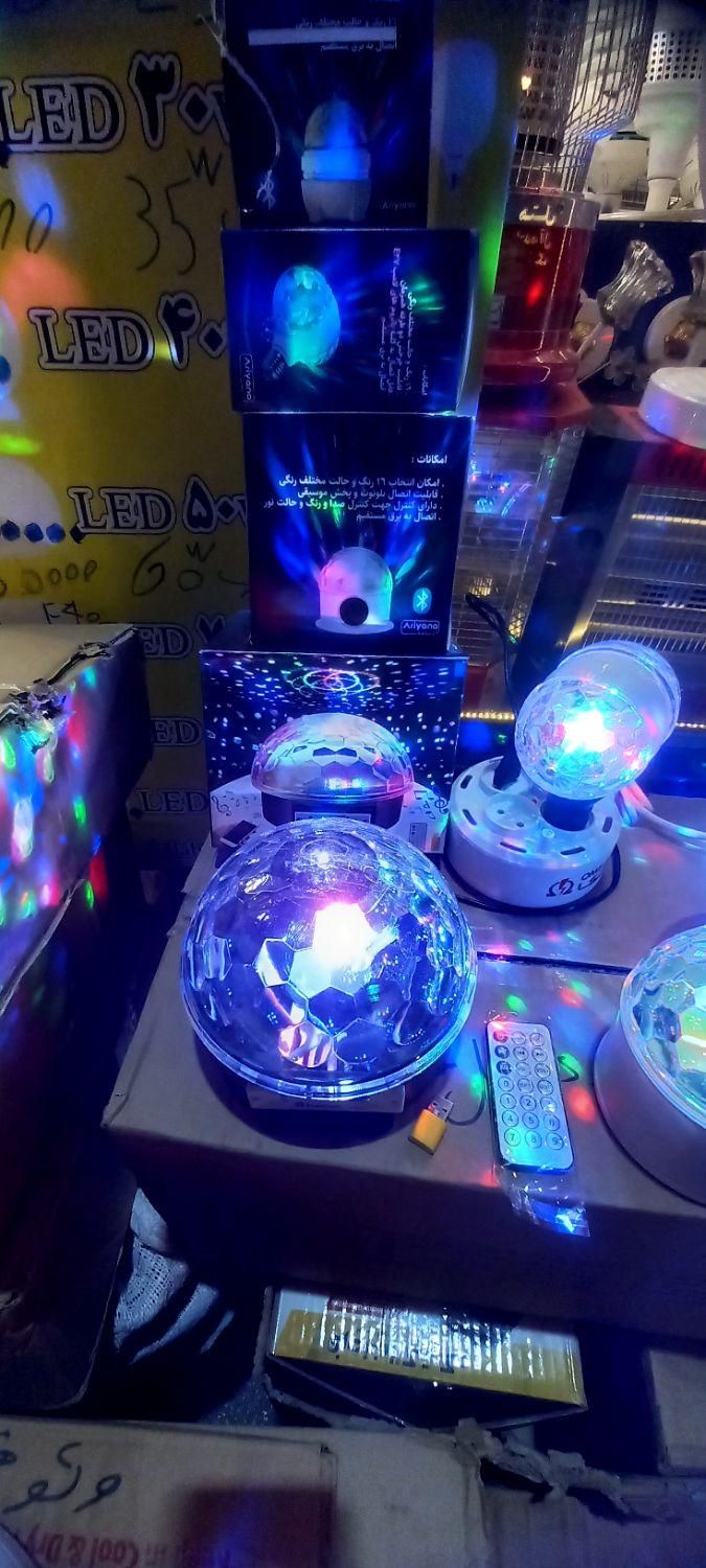 چراغ دیسکویی گردون رومیزی سرپیچ خورسقفی ریموت دار|ریسه و چراغ تزئینی|اردبیل, |دیوار