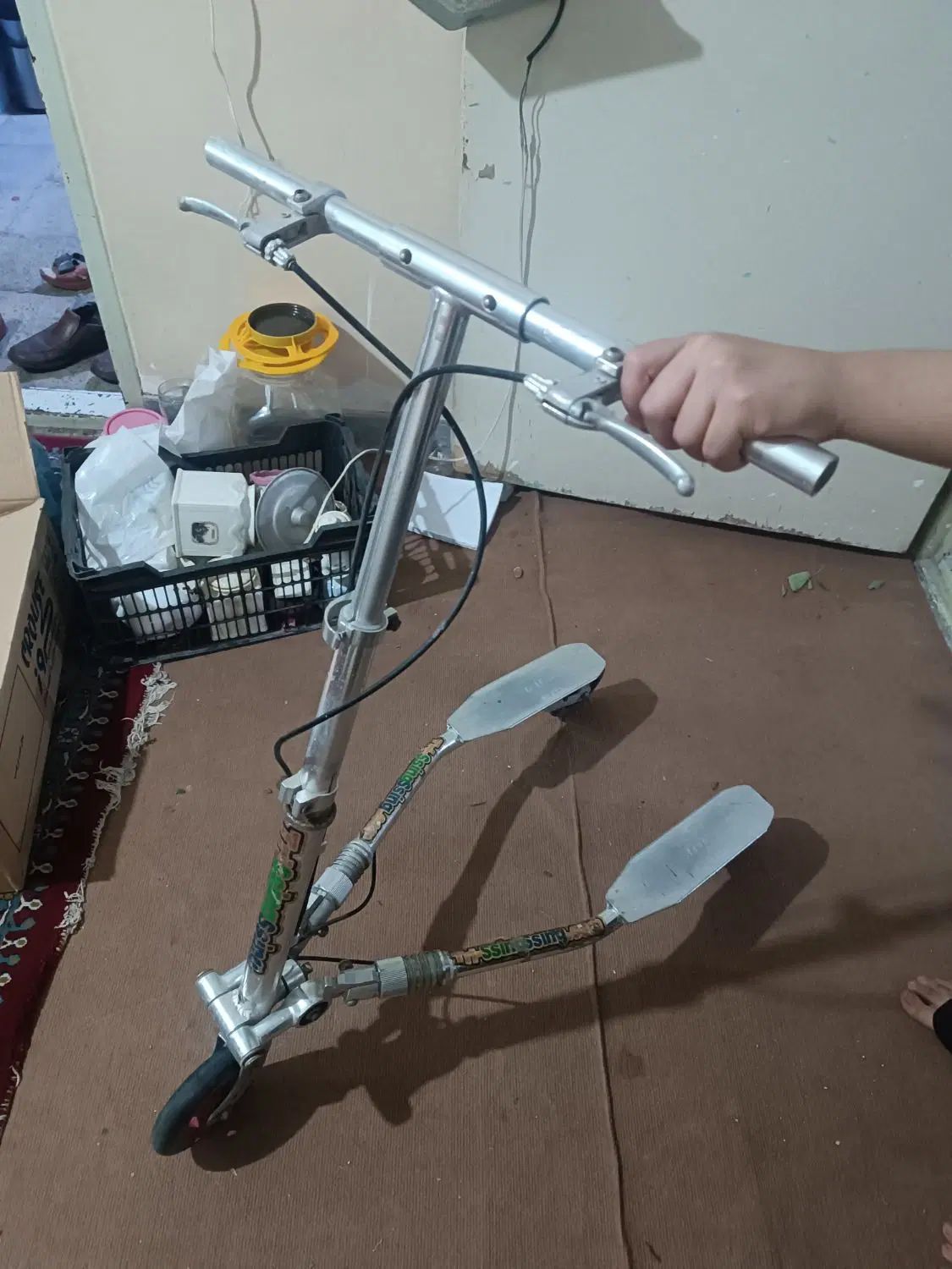 اسکوتر سه چرخ دو پایه ترمز دستی تمام آلیومینیوم|دوچرخه، اسکیت، اسکوتر|ملارد, |دیوار