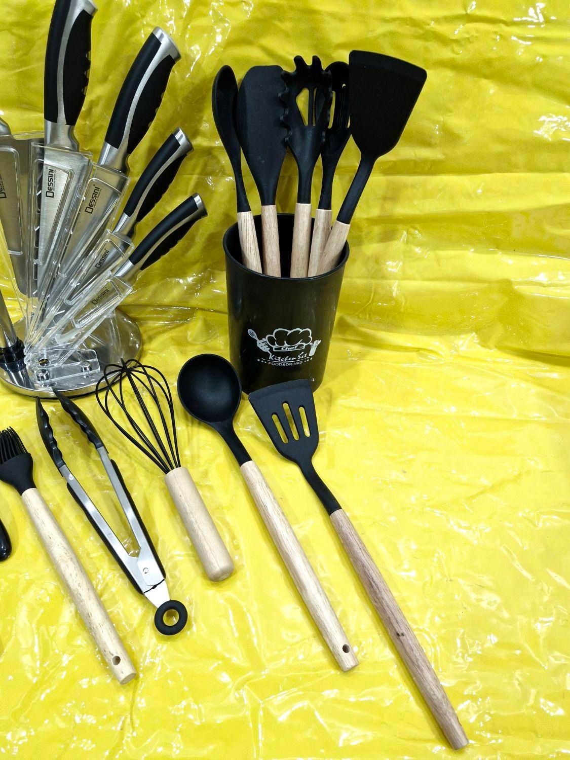 سرویس چاقو و کفگیر ملاقه|ظروف پخت‌وپز|اهواز, زیتون کارگری|دیوار