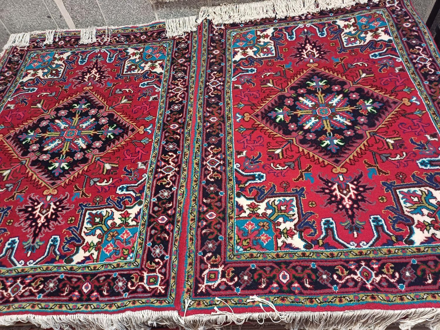 نقدواقساط یک جفت قالیچه دستبافت نو اطراف هریس|فرش|تبریز, |دیوار