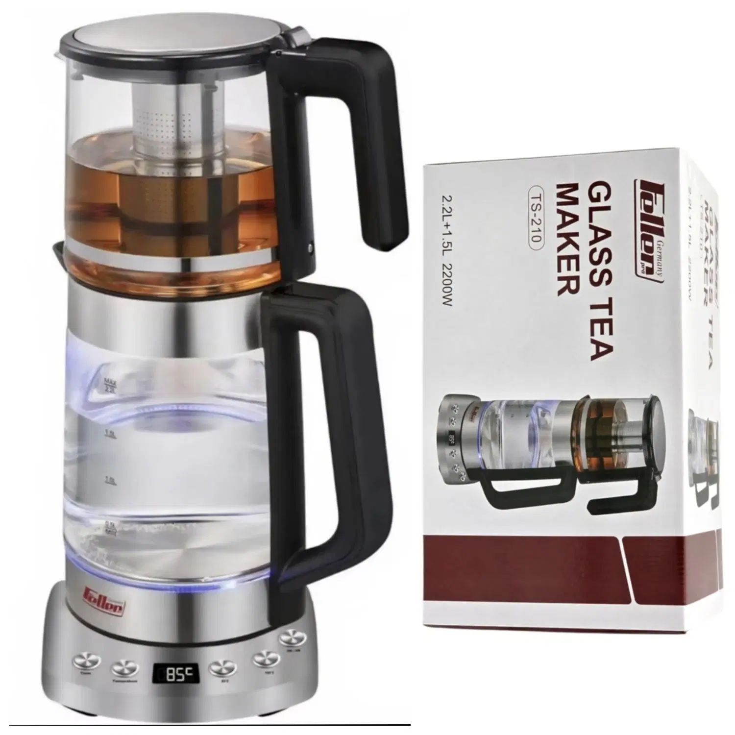 چایساز روهمی دیجیتال صفحه استیل Feller فلر TS-210|سماور، چای‌ساز، قهوه‌ساز|مشهد, هفت تیر (آب و برق)|دیوار