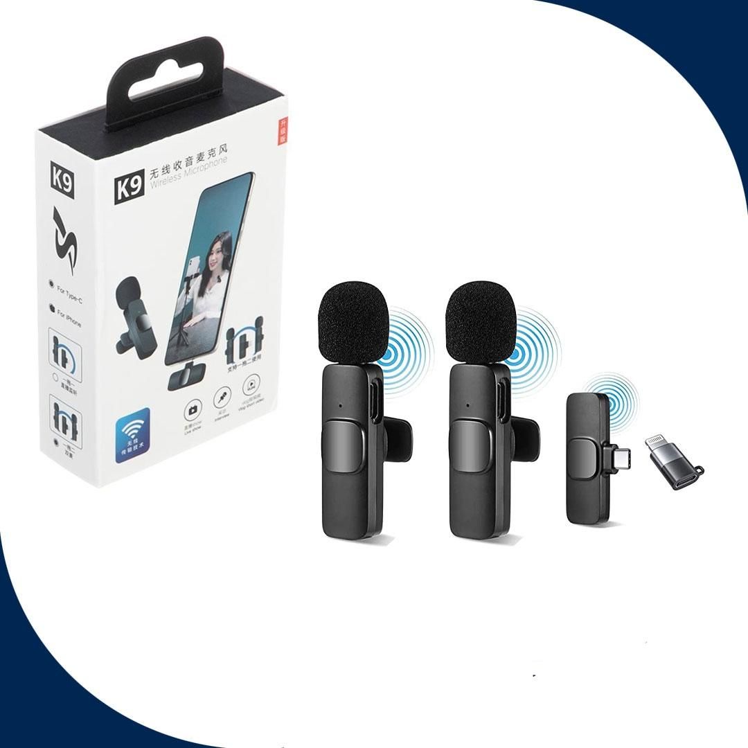 میکروفن یقه ای بلوتوثی بی سیم مدل K9 دو عددی|لوازم جانبی موبایل و تبلت|شیراز, تحویلی|دیوار