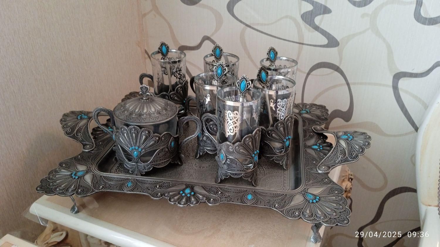 فروش فوری سرویس چای خوری پیونر نگین دار کاملاً نو|ظروف سرو و پذیرایی|قم, عمار یاسر|دیوار