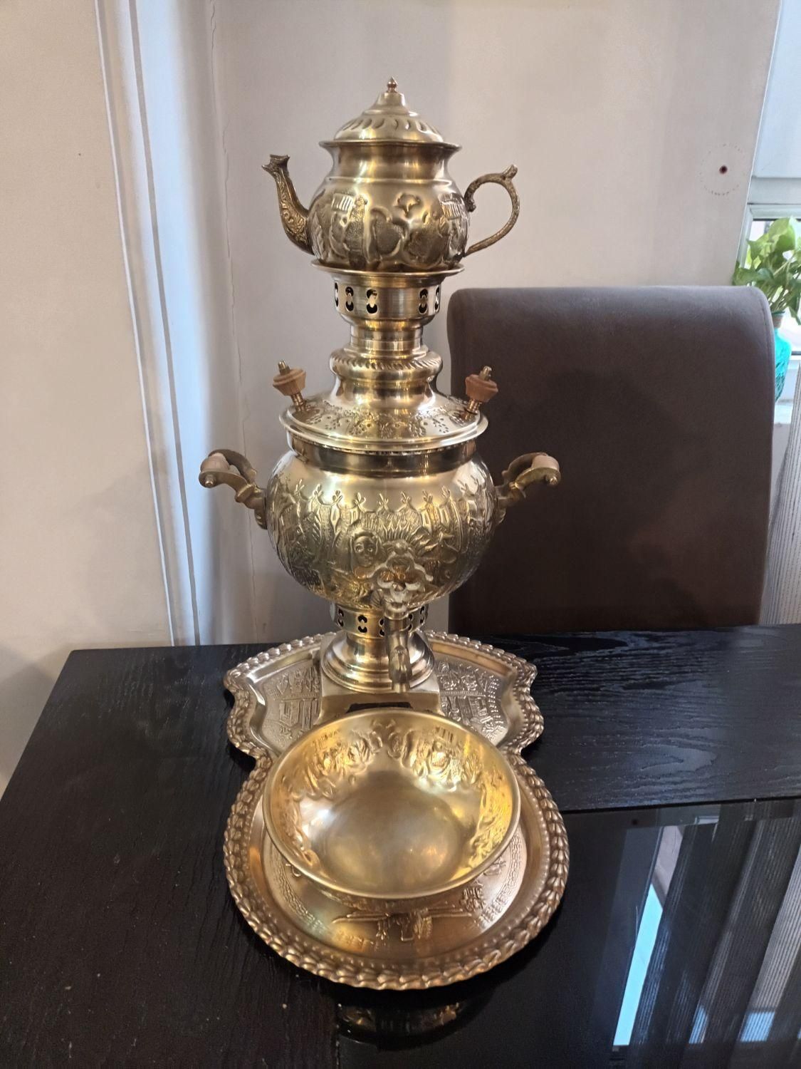 سماور و قوری برنجی|صنایع دستی و سایر لوازم تزئینی|تهران, شمس‌آباد|دیوار