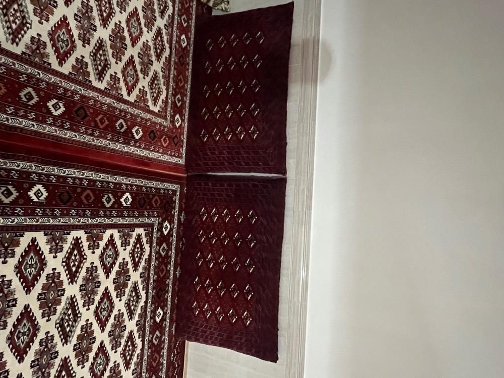 قارچین دستباف طرح گل زرد|گلیم، جاجیم، گبه|گنبد کاووس, |دیوار