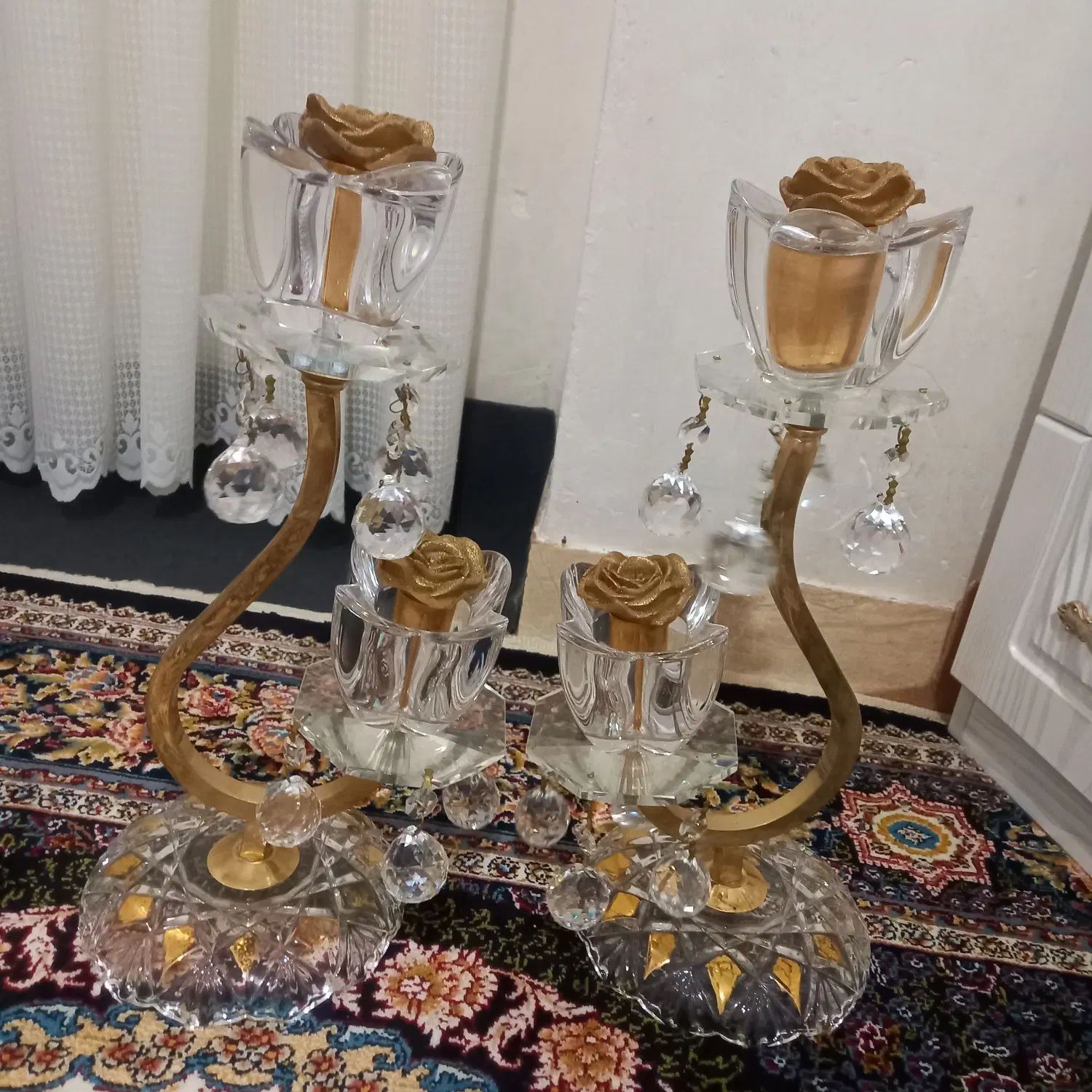 شمعدان جفت کریستالی|صنایع دستی و سایر لوازم تزئینی|تهران, حکیمیه|دیوار