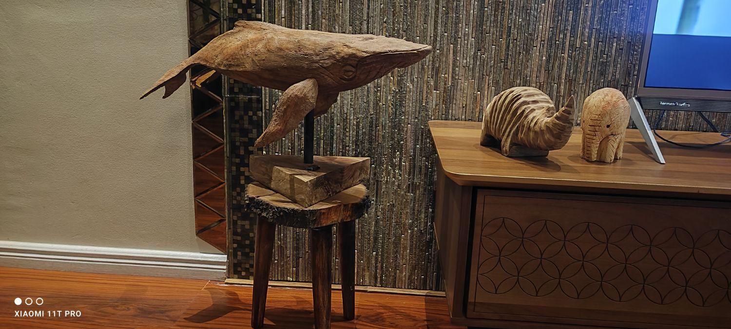 مجسمه نهنگ از چوب گردو کار استادکار اصفهانی|مجسمه، تندیس، ماکت|قزوین, |دیوار