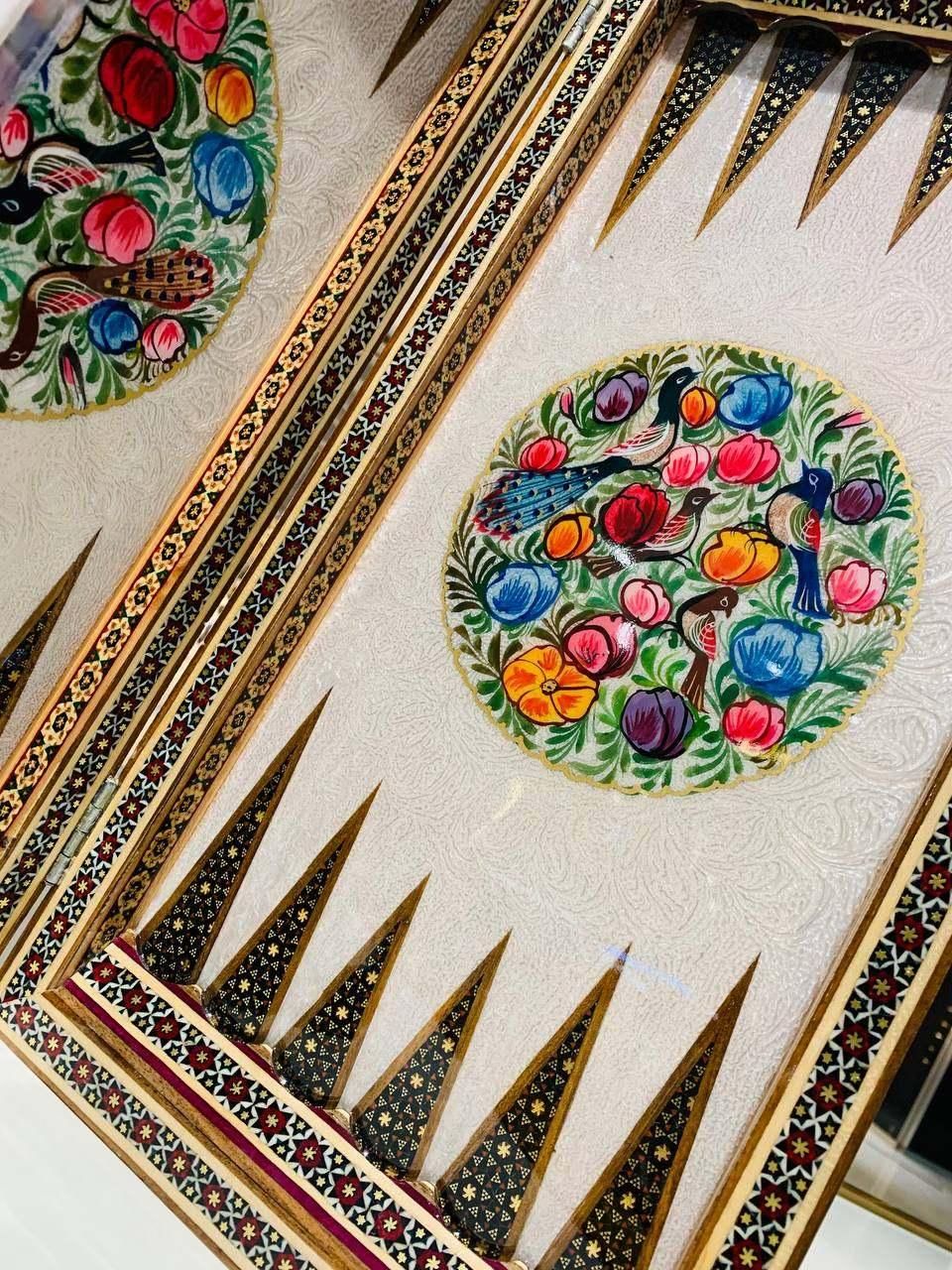 تخته نرد خاتم کاری طرح گل و طاووس|اسباب‌‌بازی|تهران, چیتگر جنوبی|دیوار