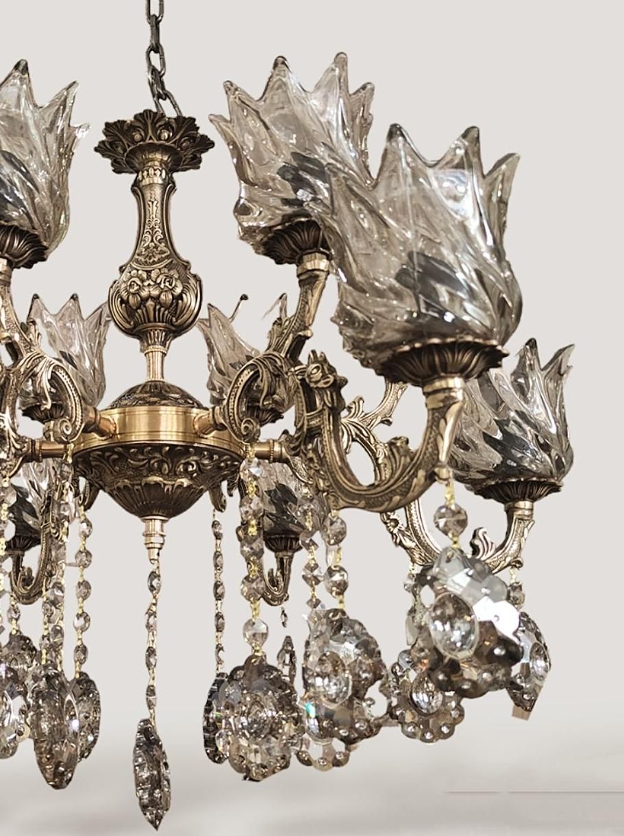 لوستر 6شاخه 12شعله تمام برنز|لوستر و چراغ آویز|تبریز, |دیوار