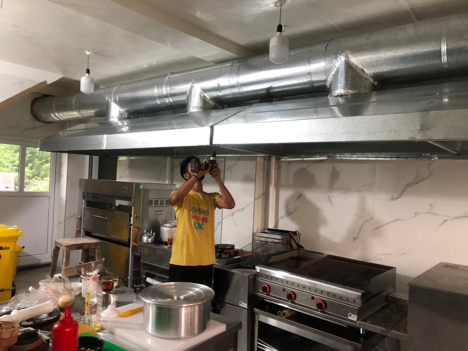 هود صنعتی رستورانی ( گالوانیزه و استیل) هواکش فن|هود|رشت, منظریه|دیوار