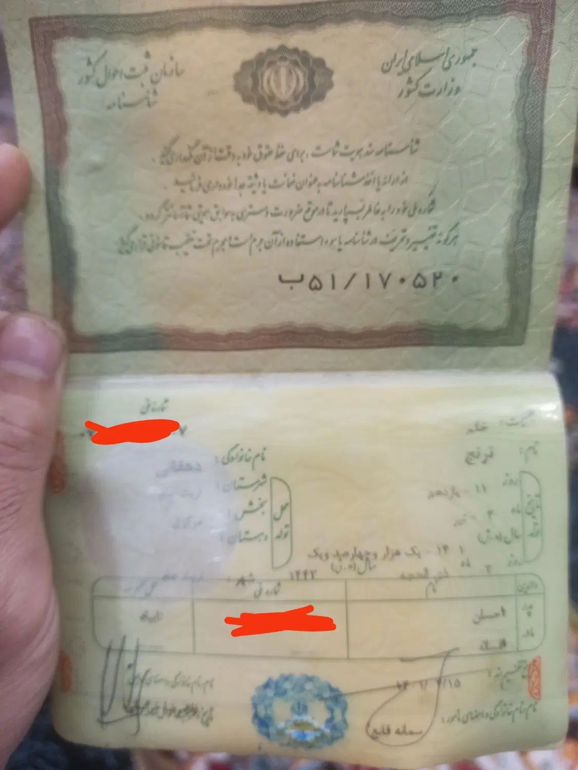 شناسنامه پیداشده به نام خانم ترنج دهقانی|اشیا|تربت جام, فاز ۳ فرهنگیان|دیوار