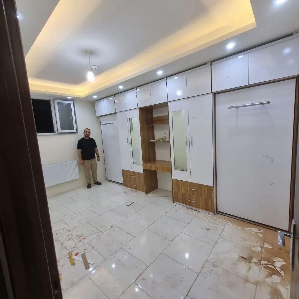 کمد ام دی اف سفید ترکیب گردو ۲۶۰|جاکفشی، کمد، دراور|اردبیل, |دیوار