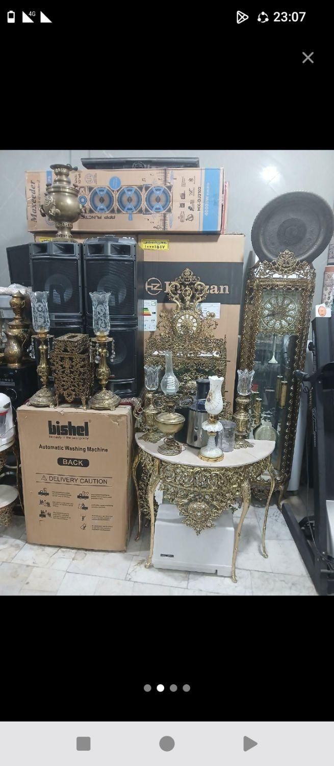 اینه شمعدان برنجی و دکوری برنجی/سمساری|بوفه، ویترین، کنسول|اسلام‌شهر, شهرک واوان|دیوار