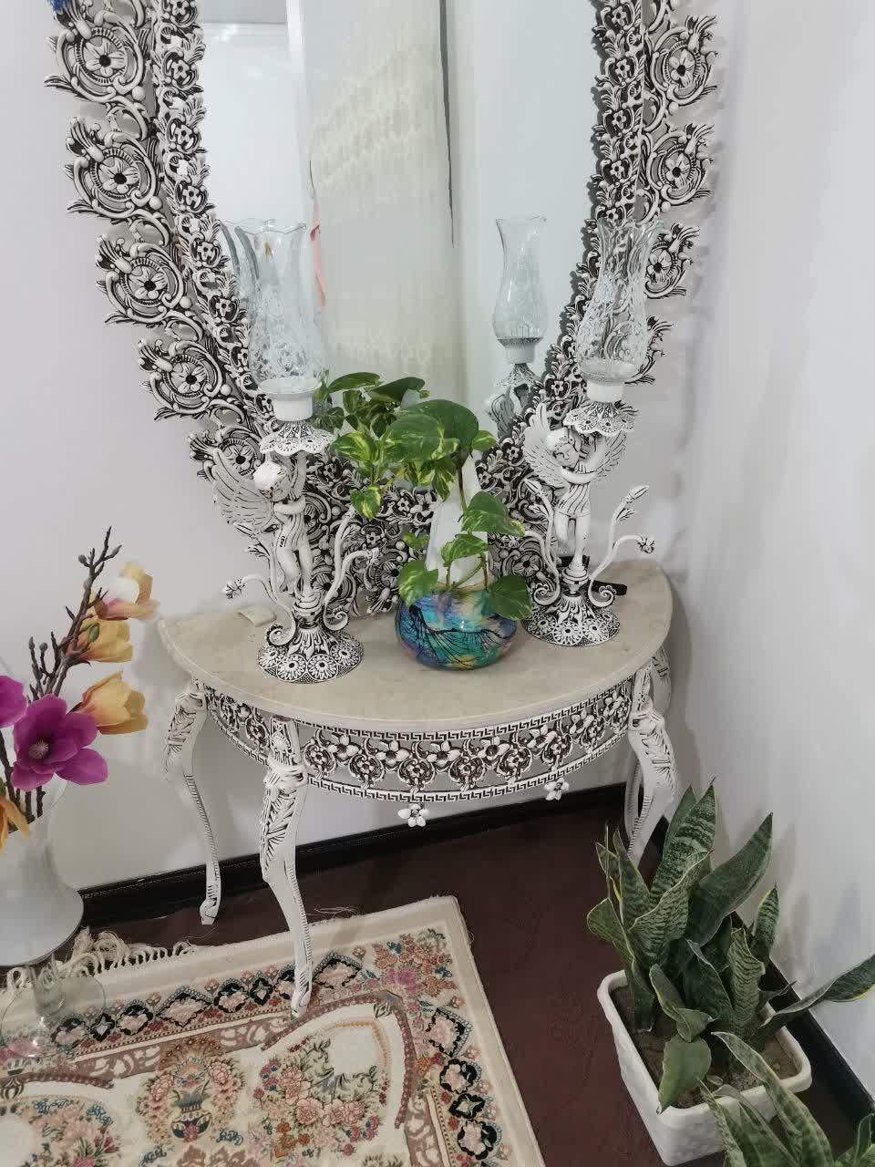 اینه کنسول بسیار زیبا مناسب جهیزیه عروس|بوفه، ویترین، کنسول|ساری, |دیوار