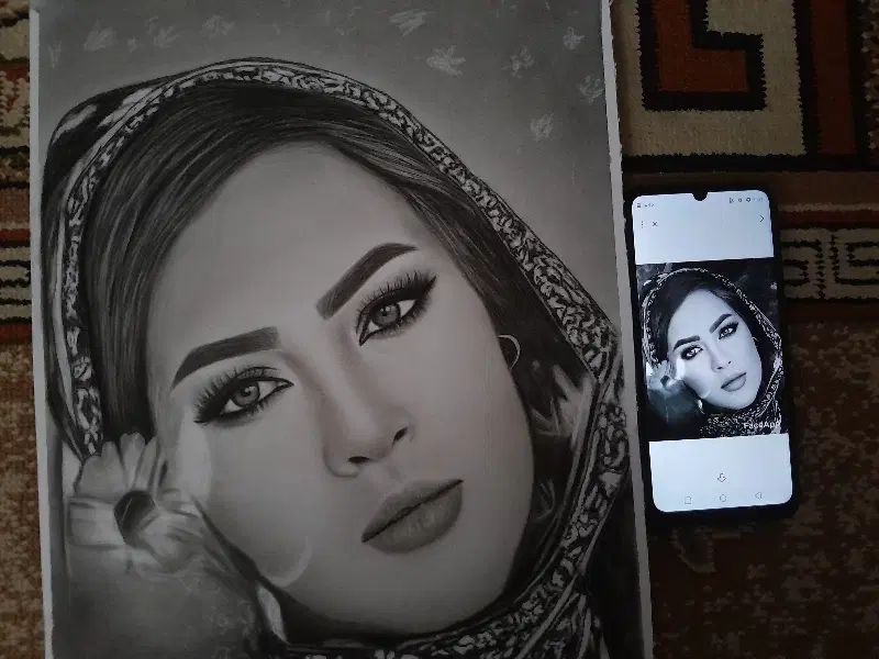 سفارش چهره سیاه قلم|تابلو، نقاشی، عکس|مشهد, شیرحصار|دیوار
