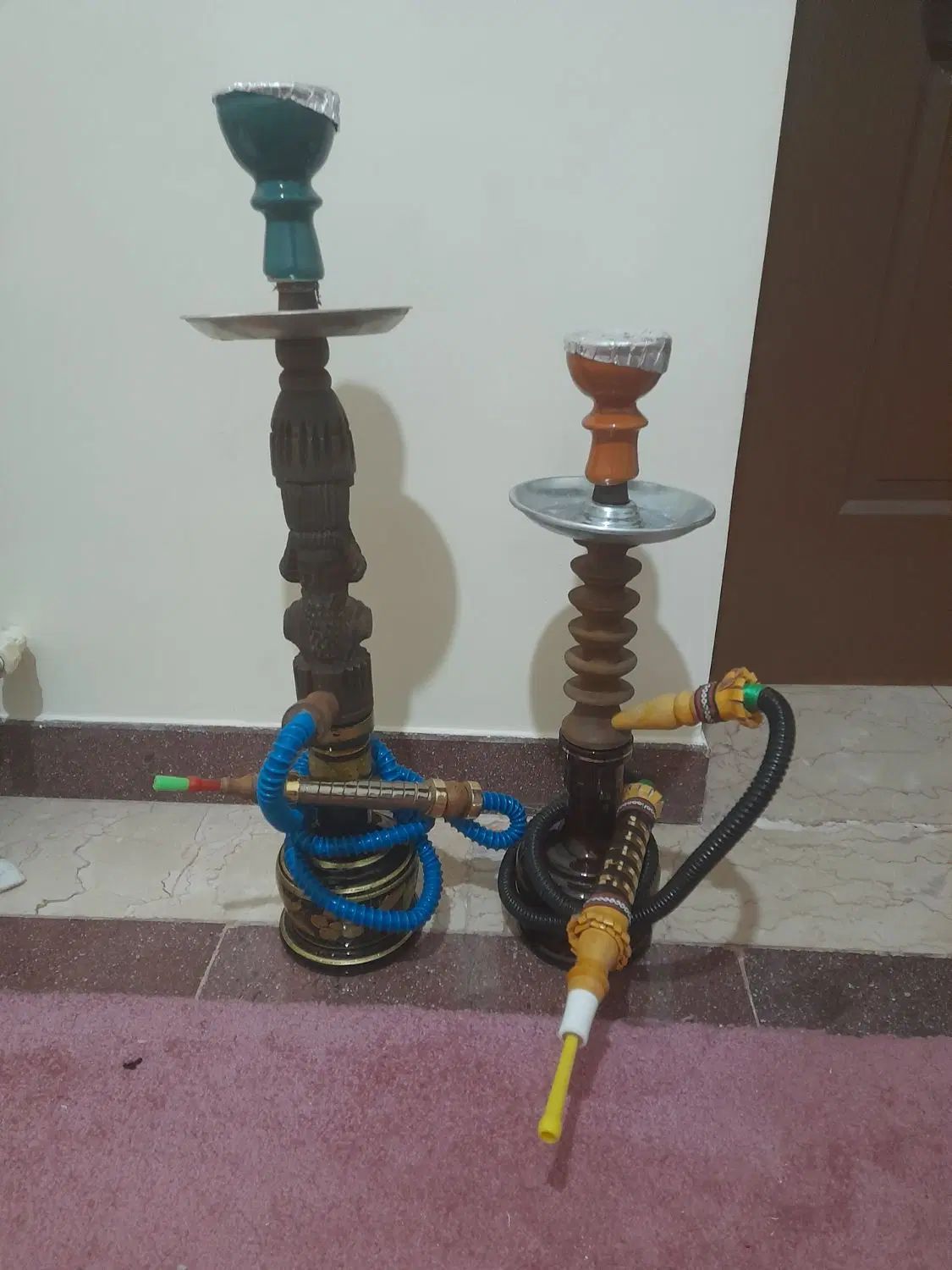 فروش 2 عدد قلیون چوب یکی تنه گردو یکی تنه معمولی|صنایع دستی و سایر لوازم تزئینی|تهران, جنت‌آباد مرکزی|دیوار