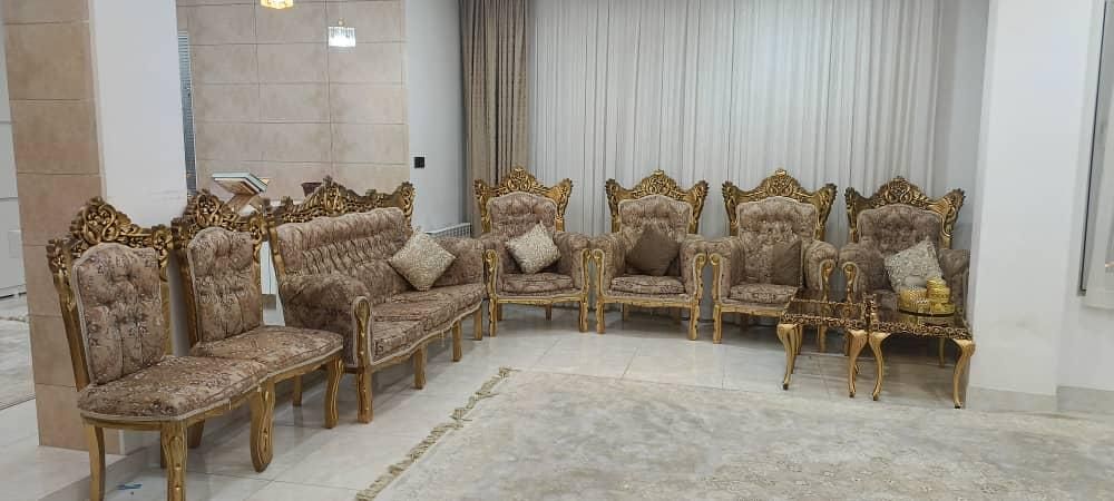 مبل سلطنتی 9 نفره همراه با جلو مبلی ست مبل|مبلمان خانگی و میز عسلی|بانه, |دیوار