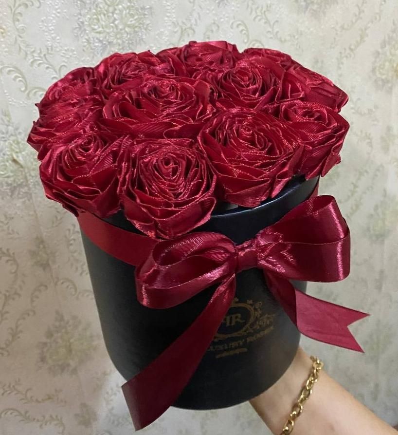 باکس گل رز روبانی زرشکی|گل مصنوعی|تبریز, |دیوار