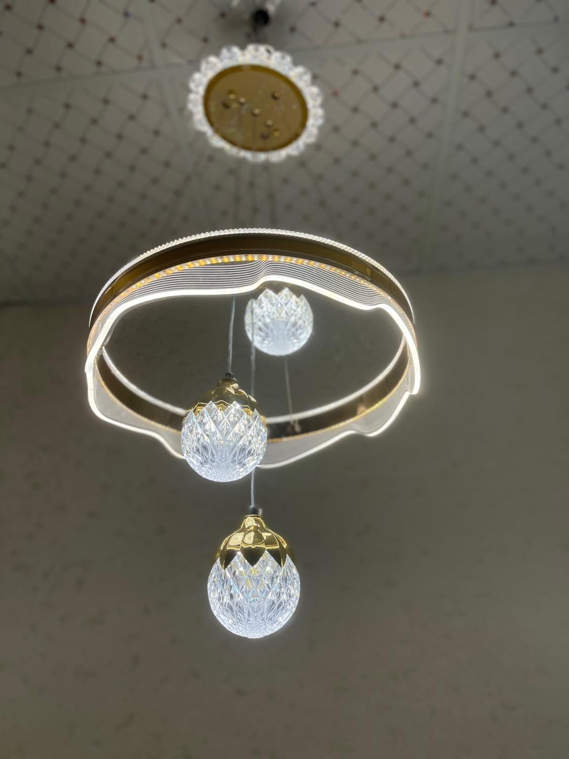 لوستر سه شعله کریستال هوشمند با ریموت کنترل|لوستر و چراغ آویز|تهران, نیروی هوایی (پیروزی)|دیوار