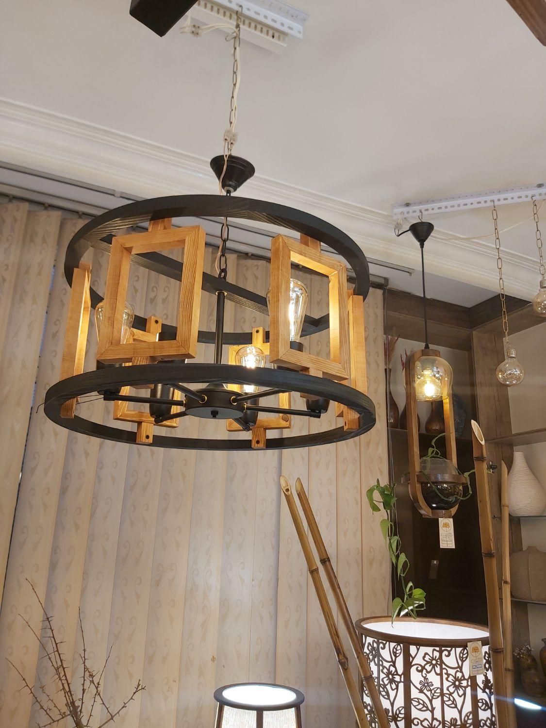 لوستر مدرن چوب و فلز|لوستر و چراغ آویز|اصفهان, مصلی|دیوار