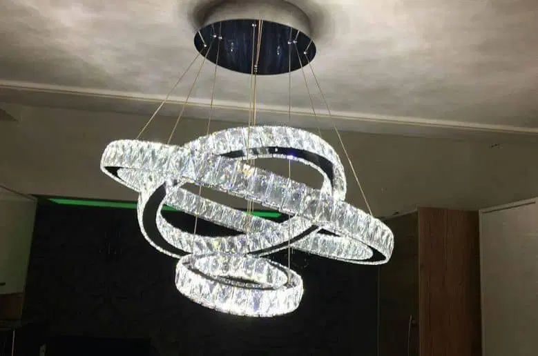 لوستر کریستالی سه حلقه کد۱ /باکنترل/ به چک صیادی|لوستر و چراغ آویز|اردبیل, |دیوار