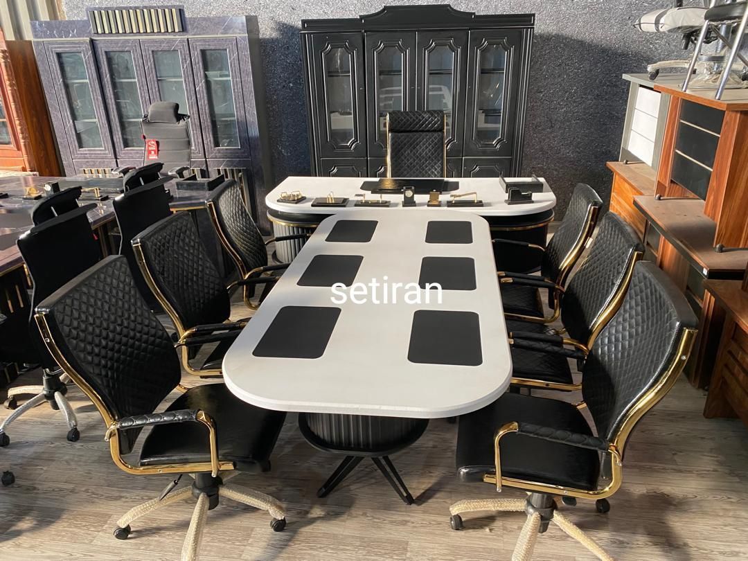 مبلمان اداری دسته طلایی چرم پارچه|دفتر کار|آبعلی, |دیوار