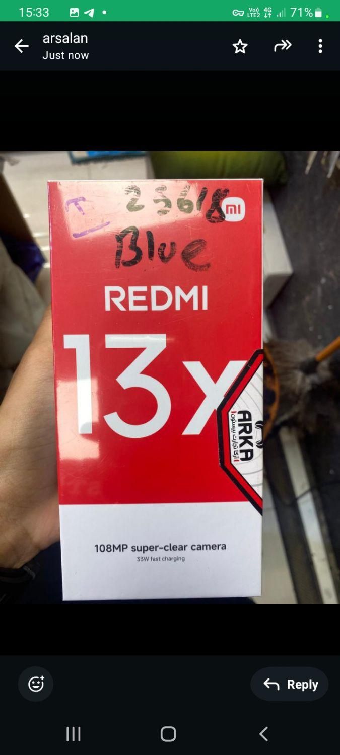 Redmi 13x شیائومی ۲۵۶ گیگ رام ۸ اقساطی|موبایل|کرج, گلشهر|دیوار