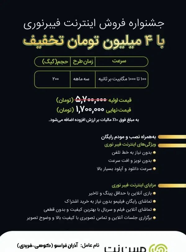 اینترنت فیبر نوری مبین نت با مودم و سیم کشی|مودم و تجهیزات شبکه|خواجه, |دیوار