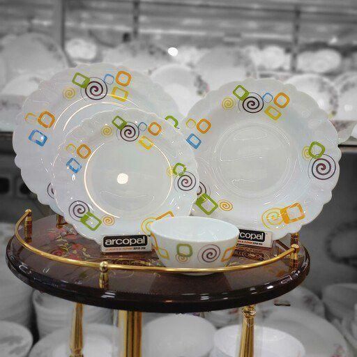 سرویس آرکوپال گلدار لبه دالبوری|ظروف سرو و پذیرایی|بیرجند, |دیوار