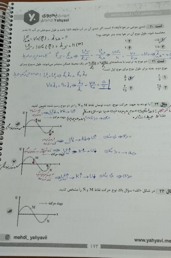 کتاب دوجلدی سالیانه فیزیک یحیوی 404 تمیز و فنر زده|کتاب و مجله آموزشی|فولادشهر, فولادشهر|دیوار