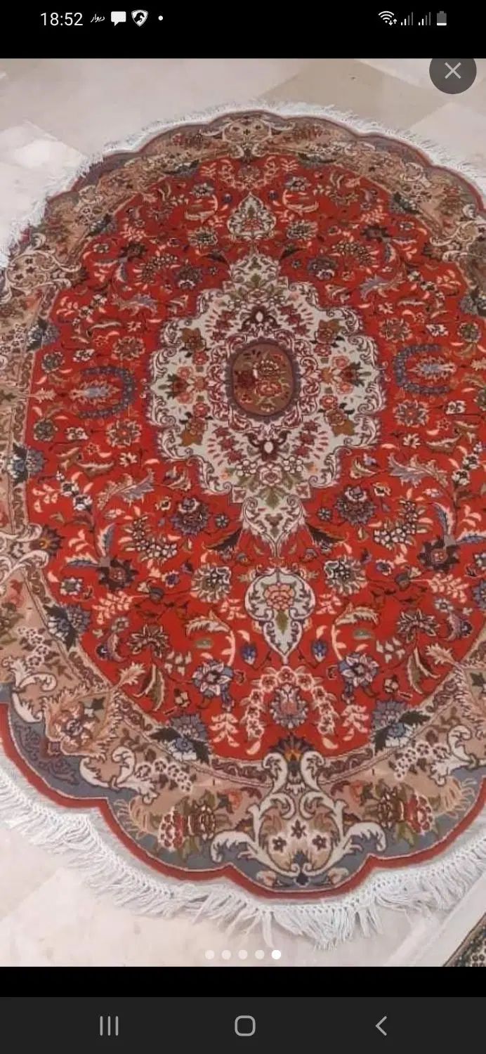 یک جفت قالیچه بیضی کرک ابریشم تبریز در حد نو|فرش|تهران, نیروی هوایی (پیروزی)|دیوار